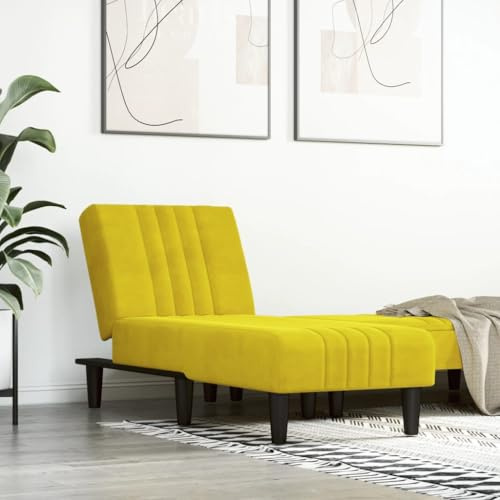 Teenpull Chaiselongue Gelb Samt, Verstellbar mit 3 Positionen, Einzel-Lounge Sofa für Wohnzimmer, Schlafzimmer, Leseecke, Polsterliege für Erwachsene, Bequemes Gästebett