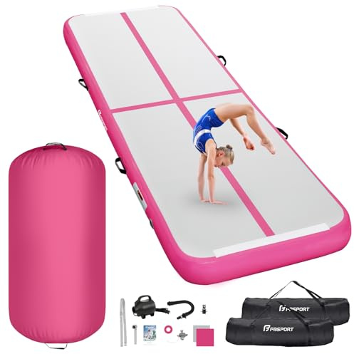 FBSPORT Airtrack Matte mit 100x60cm Air Roll, 10cm Hoch Verdicken 3/4M Tumbling Matte,Gymnastikmatte mit Luftpumpe,Trainingsmatte mit Tragetasche,Turnmatte für Zuhause, Outdoor,Yoga