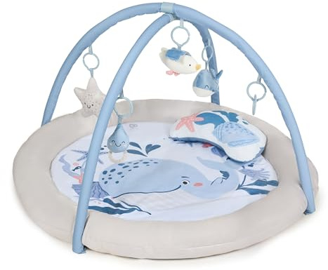 Kinderkraft COZYPLAY NORDIC BREEZE Spieldecke, Erlebnisdecke, Spielmatte mit Spielbogen, Krabbeldecke, Spielzeuge, Leicht, Kissen, von den Ersten Lebenswochen