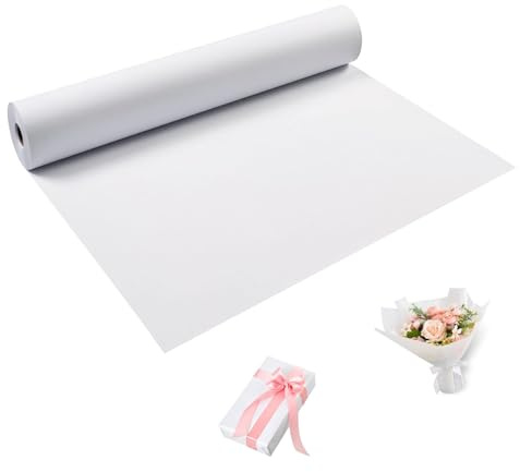 Weiß Geschenkpapierrolle 76x3000cm, Easel Posterpapier für Kinder Kunstversorgung Bulletin Board, Kraft-Papierrolle für Verpackung Versand Bewegung Bouquet Blume Geschenk Wrap Boden Tischbedeckung