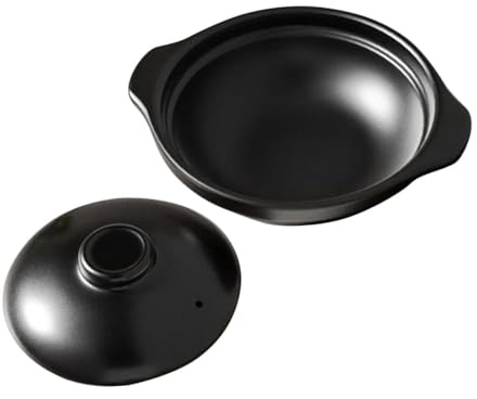 Olla de Estofado de Cerámica Negra 1, 3 L Resistente al Calor | Cazuela Doméstica para Sopa y Bibimbap, Transfiere Calor y Soporta Altas Temperaturas, No se Agrieta