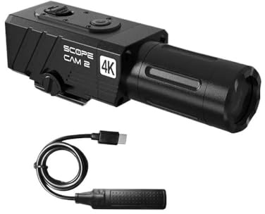 LWDOZMD Cámara para Airsoft RunCam Scope CAM 2 4K con Zoom Digital, retícula Personalizada, IP64, Resistente al Agua, 1400 mAh, 128 GB, Control por aplicación para Paintball(L25 Camera w Cable)