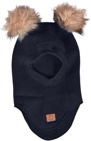 Mikk-line Schlupfmütze Baby Mit Pom Pom, Warme Sturmhaube, Wollmütze | 84% Merinowolle, wärmt ohne zu kratzen, temperaturregulierend, schützt Kopf, Hals & Nacken, abnehmbarer Pom-Pom, OEKO-TEX