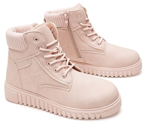 GLAMORA Botas de Nieve para Mujer Impermeables, Botines de Invierno con Pelo, Suela Antideslizante, Cremallera Lateral y Cordones, Botas Térmicas Cómodas G25200-pink-40