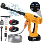 65bar Limpiador de alta presión inalámbrico, portátil limpiador de alta presión con 2 x 3,0 Ah 21 V baterías, pantalla LCD para coches de casa jardín (2 baterías)