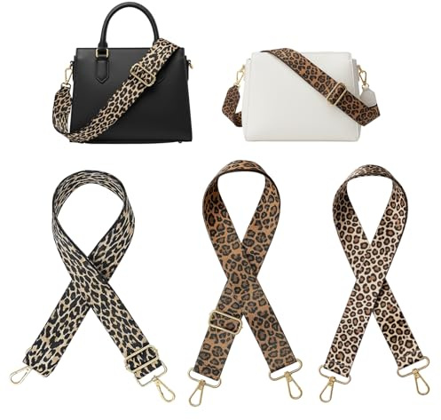 3 Stück Leo Taschengurt Damen, Gurt Für Umhängetasche, Taschenriemen Zum Wechseln, Leopardenmuster Taschengurte, Verstellbare Schultergurte Für Taschen, Stilvolles Accessoire