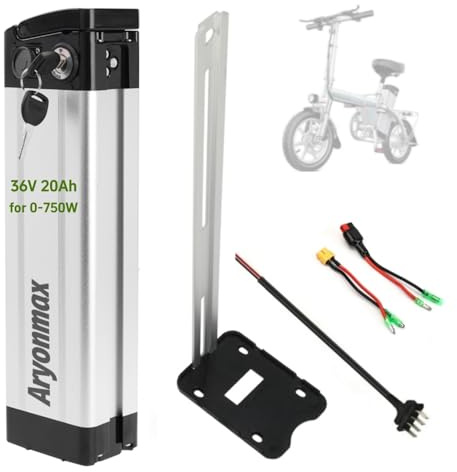 Batería Ebike 36V 48V 52V / 25Ah 20Ah 15Ah 13Ah Gran Capacidad con Cargador, Batería Litio Bicicleta Electrica (36V 20AH 4Pin,Silverfish)