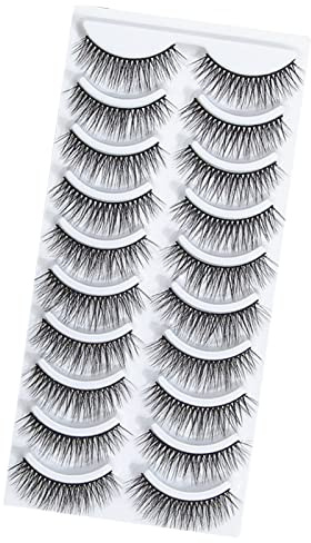 Hidyliu 10 Pairs 3D Fake Eyelashes, Soft Self Adhesive Artificial Eyelashes for Glamorous Makeup, Lightweight Fibre Material, Perfect for