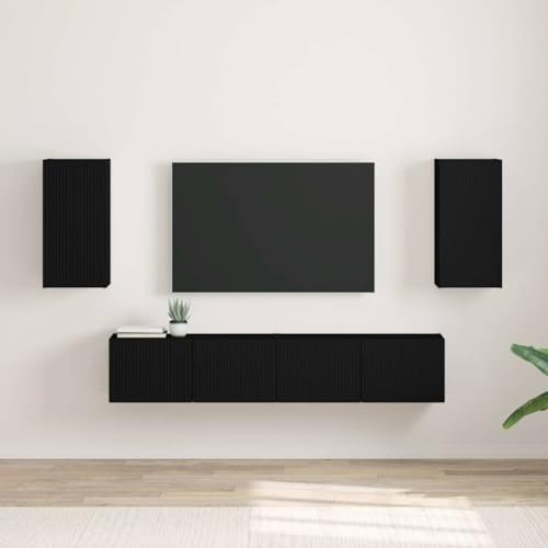 Boltkex TV-väggskåp, 2 stycken, svart av trämaterial, 30 x 31 x 60 cm, TV-skåp, lågboard, TV-bänk, mediamöbler, hifirack, förvaringsutrymme för vardagsrum och hemmabio