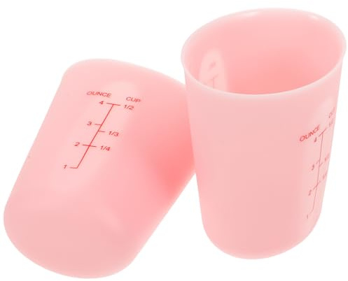 2 Pezzi Misurino Graduato in Silicone Rosa 125ml per Miscelazione | Marcature a Doppia Scala, Semitrasparente, Riutilizzabile, per Cucina e Ufficio