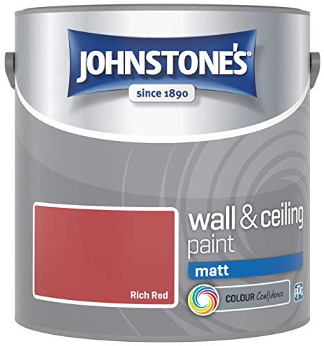Johnstones No Ordinary Paint Water Based Interior Vinyl Matt Emulsion Rich Red 2.5 Litre
