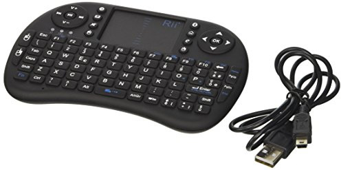 Rii Mini i8+ Wireless (QWERTY) - Mini tastiera francese retroilluminata ergonomica senza fili con touchpad, per Smart TV, Mini PC, HTPC, Console, Computer (nero)
