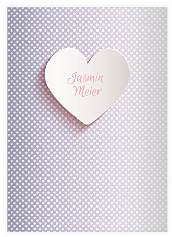 Kartenkaufrausch 4 personalisierte, romantische DIN A4 Schulhefte, Rechenhefte mit Herzen, lila Lineatur 22 (Kariertes Heft)