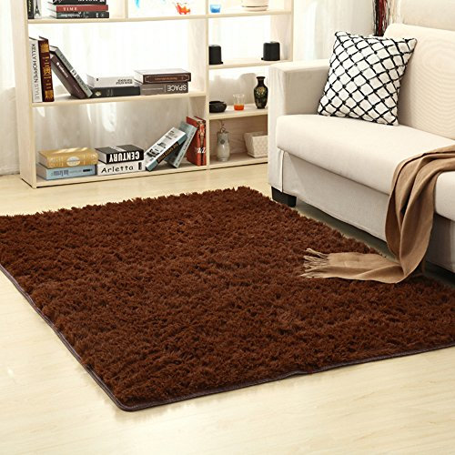 ele ELEOPTION Teppiche,Anti-Rutsch Matte für Kinderzimmer, weiche Shaggy Collection Area Teppiche für Kinderzimmer Kinderspielzimmer Wohnzimmer Schlafzimmer (Kaffeebraun, 120 x 200 cm)