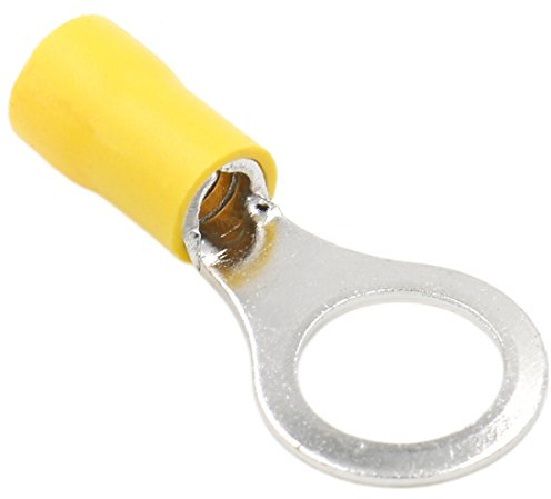 Heschen Ringkabelschuh-Crimpverbinder Vinyl-isolierter elektrischer Steckverbinder, RV5.5-10, Bolzengröße 3/8, für 4-6mm² (12-10 AWG), gelb, 100 Stück