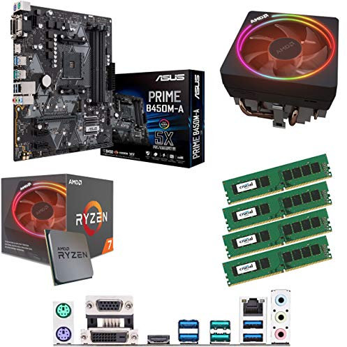 Components4All AMD Ryzen 7 2700X 3.7GHz (Turbo 4.3GHz) Eight Core Sixteen Thread CPU, ASUS Prime B450M-A Motherboard & 32GB 2133MHz Crucial DDR4 RAM Pre-Built Bundle