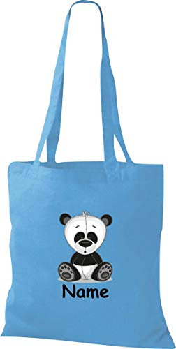Shirtinstyle Stoffbeutel Tasche, Tiermotiv Panda mit Wunschnamen, Natur Zoo Tiere Animal, Geschenk, Baumwolltasche, Logo, Spruch, Verwandschaft, Motiv, Farbe Weiss