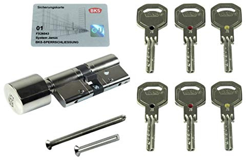 BKS Profil - Sicherheits Knaufzylinder Janus Serie 46 mit Wendeschlüssel, (Sonderedition Schwarz/Rot/Gold), incl. 6 Schlüssel, Baulänge: (Schließseite) 40/50 (Knaufseite)