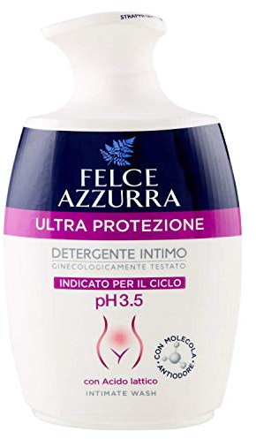 Felce Azzurra - Ultra Intimreiniger Ultra Schutz für die tägliche Intimhygiene pH 3,5, milde Intimseife, geruchshemmend, geeignet für den Zyklus, gynäkologisch getestet, spendet langanhaltende