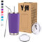 Y·J&H 20oz (550ml) Doppelwandig Vakuum Isolierter Autobecher, Edelstahl Reiseflasche, Thermobecher Kaffee to Go mit 2 Spritzfestem Deckel 2 Strohhalm, Rohrbürste,BPA Free - Lila