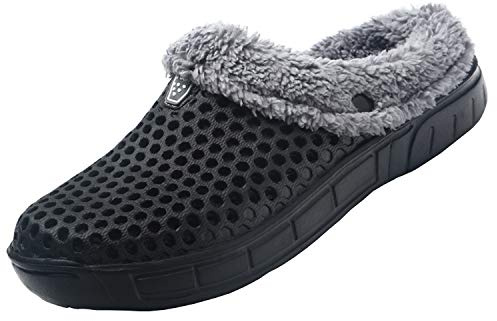 YUKTOPA Femme Hiver Sabots Fourrées Homme Pantoufles Chaud Peluche Pantoufles de Chambre Pantoufles de Cuisine Imperméables Chaussures de Jardin Intérieur et Extérieur Chaussons Maison Noir 39