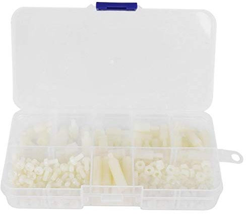 DUOER 140pcs M2.5 Nylon Gewindemutter Female-Male Standoff Kombination Sortiment Kit Zylinderkopf Kreuzschraube Sechskantmutter Distanzsäule Set (Farbe : White)