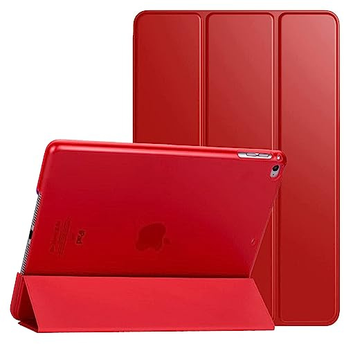 PROTech Étui magnétique intelligent avec fonction veille/réveil automatique pour Apple iPad Air 2/2ème génération A1566 A1567 Rouge