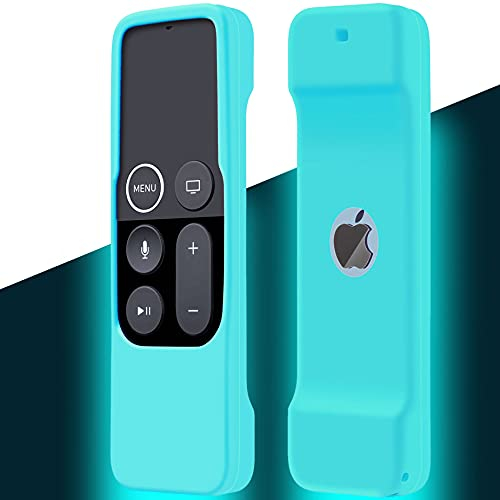 Protective Case Glow in The Dark Compatible with Apple TV Siri Remote 4K (5th) / 4th Generation, Silicone Remote Control Cover Skin Sleeve Holder Blue