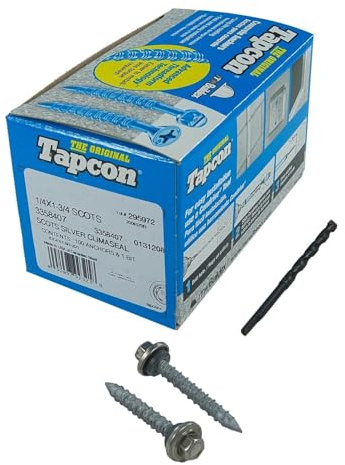 Tapcon Scots 1/4 x 1-3/4 Stainless Steel Hex Head ClimaSeal Concrete Anchor Screws 3358407 | 100 Pack | Drill Bit Included