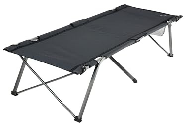 O'Camp Letto da campeggio pieghevole con custodia per il trasporto, colore: nero, dimensioni: 190 x 58 x 60 cm