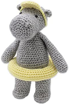 Virkpaket virkningsset för självtillverkning med instruktioner och material för Henny Hippo, 23 cm