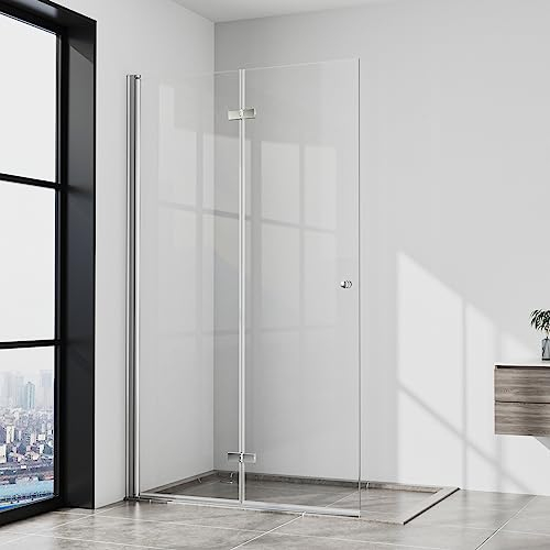 Walk in Dusche Walkin Dusche 116x185cm Faltbar Walk-in Duschabtrennung Walk in Duschwand 6mm ESG Glas, Montage auf Duschewanne oder Fliese