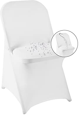 magalo 12 Pack White Spandex Folding Waterproof Chair Cover, Stretch Chair Cover Protector for Wedding, Party, Dining Banquet and Other Special Events