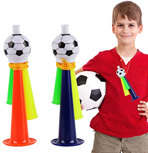 FainFun Corno da Calcio, 2 Pezzi Tromba di Plastica per Bambini, Cheer Fans Tromba da Calcio di Plastica, Vuvuzela da Stadio a Fiato per Festa a Tema Calcio, Coppa del Mondo, Tromba da Stadio