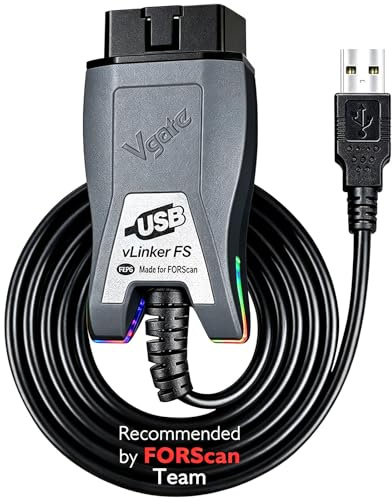 VLINKER FS OBD2 Diagnose Interface für FORScan, USB OBDII Adapter mit HS/MS-CAN Automatik-Switch, Kompatibel mit Ford Mazda Lincoln, FEPS 18V Programmierspannung, Hochgeschwindigkeit 3Mbps