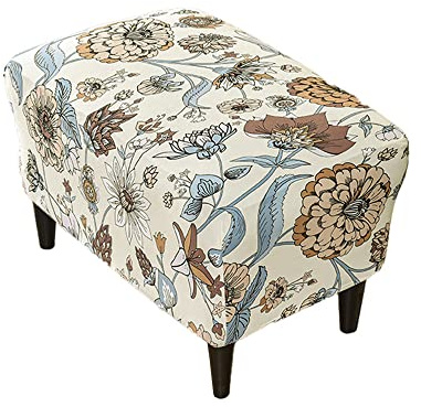 Highdi Ottomane Schonbezug Hockerbezug, Hocker Husse für Fußhocker Rechteckig, Stretch Bezug Ottomane Abdeckung Überzug Hocker Protector Waschbar Hockerabdeckung (Chrysantheme,XL)