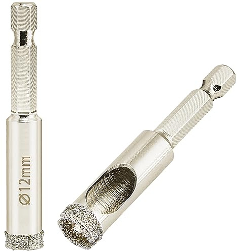 DaduoRi 1/2 inch Diamond Hole Saw, Wet Use, 1/2 Tile Hole Saw for Porcelain Tile Glass Granite Ceramic Marble Stone,12mm Drill bits x 2 Pack, Small (1/4 hex Shank)