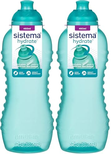 Sistema Twist ’n’ Sip Squeeze Gourde sport | Gourde à eau étanche | bouteille 460 ml | Verte (Lot de 2)