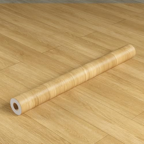 Oxdigi PVC Bodenbelag Selbstklebende 3 m², Holzoptik Vinylboden Bodenfliesen für Eingangstür, Wohnzimmer, Küche, Balkon, Abstellraum, Zuschneidbar Vinyl-Fußböden 0,6 x 10 m Natur Holz