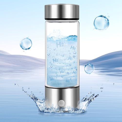 Hydrogen Water Bottle, 420ml Hydro Water Bottle, Hydrogen Rich Water Generator Ion Water Bottle, Alkaline Water Bottle Machine, Water Ionizer Hydrogen Bottle with SPE Technology (Space Silver)
