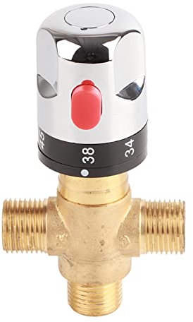 WPKD BLUEIY Válvula de Mezcla Termostática,Válvula de Mezcla con Conector de 1/2 Pulgadas,Cuerpo de Latón Mango de Plástico,0,03-1,0 Mpa,para Usar en el Baño,Lavabo,Cocina,Lavadero