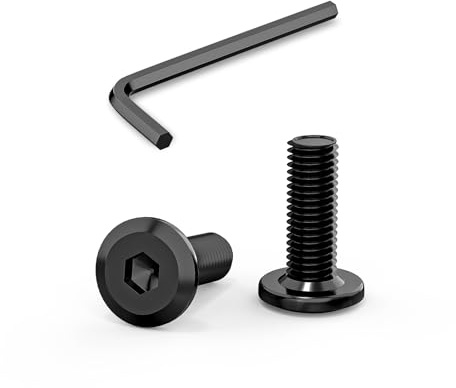 30 Stück Schrauben M6 x 16 mm, Flachkopfschrauben M6 Innensechskant Edelstahl A2 V2A Vollgewinde Schwarzes Oxid mit Innensechskantschlussel