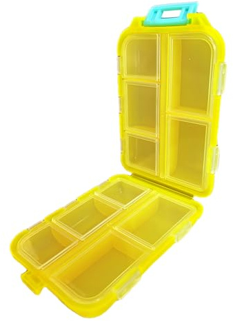 MAIANY Portapillole Settimanale da Viaggio con 10 Scomparti Portatile e Compatto Ideale per Viaggiatori e Anziani Contenitore per Pillole con Custodia Grigia (blue)