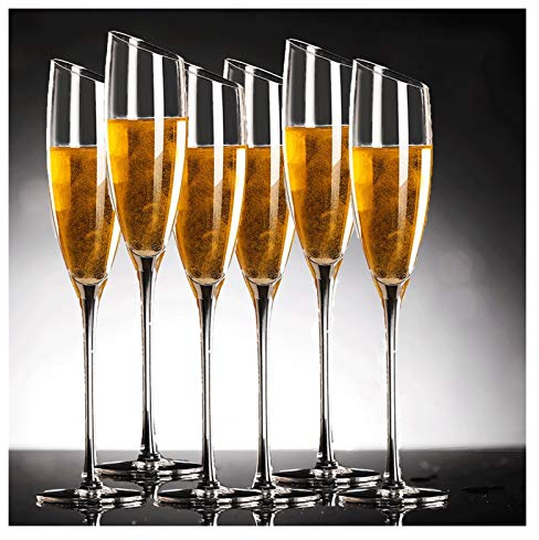 Flute Champagne 6 bicchieri da champagne di classe, flute, bicchieri da champagne in cristallo trasparente fatti a mano senza piombo, regalo for la cena della festa di nozze. Bicchieri da Champagne