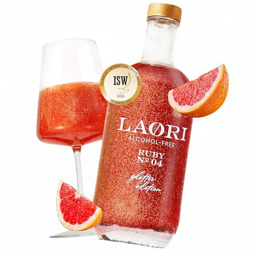 Laori Alkoholfreier Glitzer Spritz | Alkoholfreier Aperitif mit Glitzer ohne künstliche Aromen | Pflanzliche Farbstoffe | Perfekt für Spritz | Geschmack von Orange+Grapefruit | Nur 65 kcal