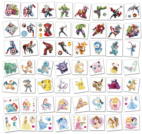 GSXNKK Tattoos for Kids - Waterproof Temporary Tattoo Stickers for Boys and Girls, Birthday Party Bag Filler, School Rewards (Mixed 60 Sheets)
