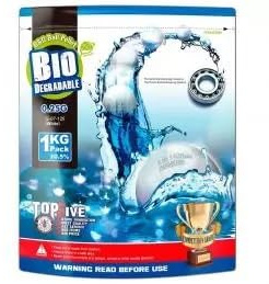 Bolas de 0,25 g Blancas para Airsoft biodegradables. Bolsa de 1 kg 4000 BBS - Marca G&G