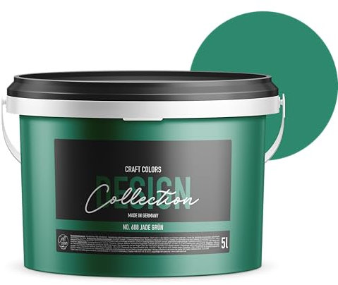 Craft Colors® 5L hochwertige Wandfarbe edelmatt, Kreidefarbe made in Germany, DESIGN Collection No. 688 Jade Grün