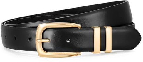 WHIPPY Damen Ledergürtel für Jeans Hosen Mode Damen Gürtel Leder goldene Schnalle in Übergröße，110cm+Schwarz