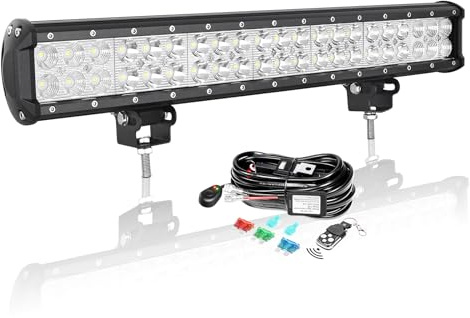 Auto - Barra LED de 50 cm, 126 W, con cableado, estroboscópico, barra, LED, impermeable, 12 V, 24 V, proyector LED de largo alcance, luces LED para vehículos 4 x 4 coches, camiones tractores Quad